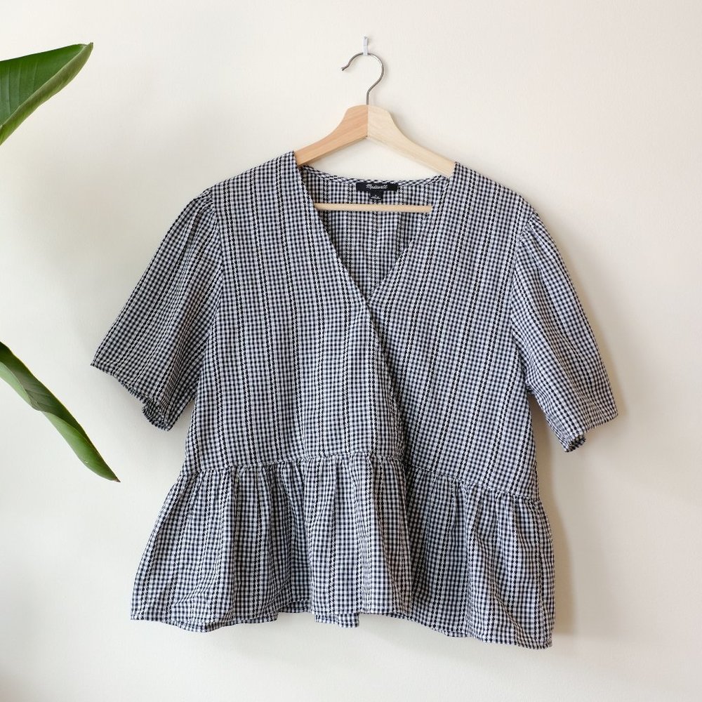 Madewell - Crossover Peplum Top in Gingham